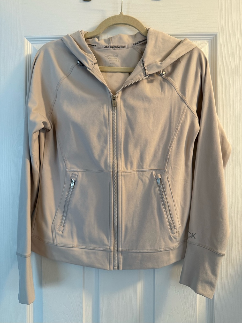 Calvin Klein Performance Stretch Women's Hooded Zip Jacket - Light Taupe